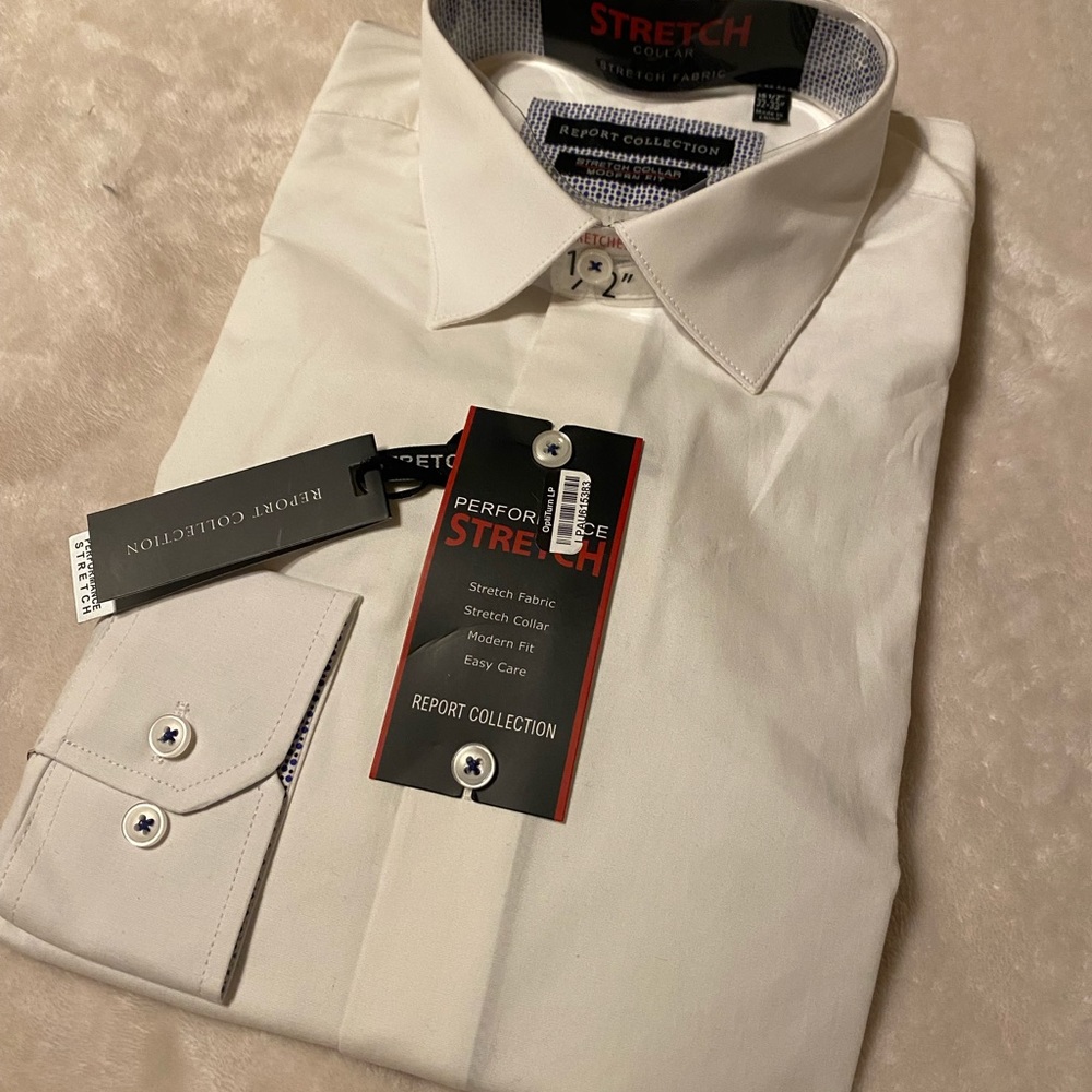 NEW Mens White Button up shirt